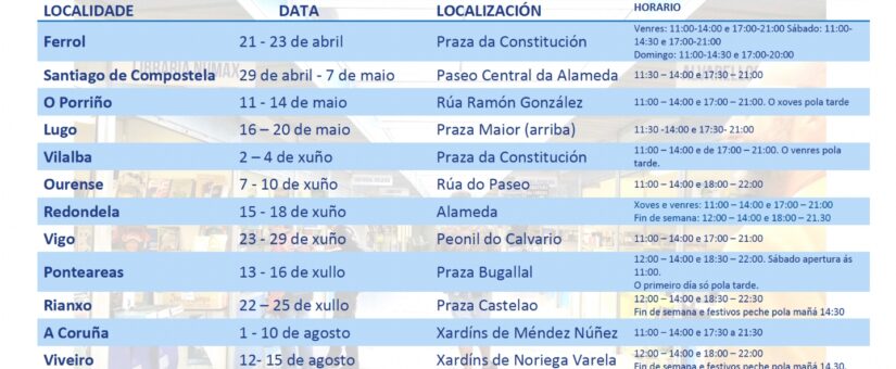 Calendario de feiras do libro de Galicia 2023